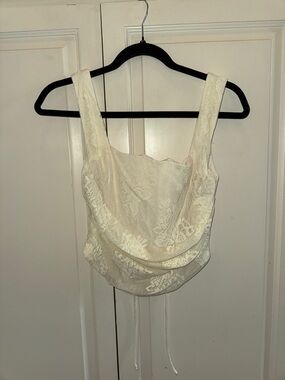 Women's Ivory Lace Draped Tank Top